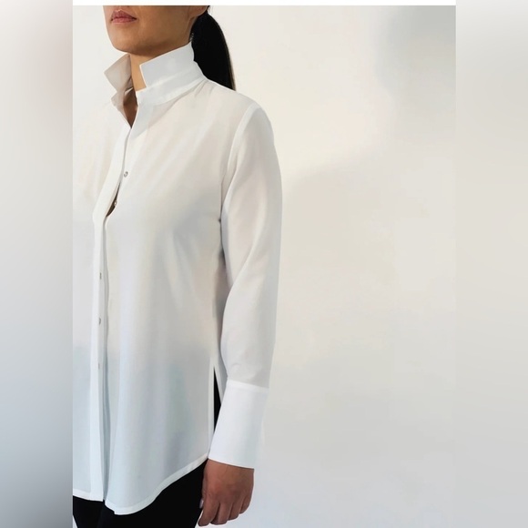 Periphery BLACK zip back blouse Tuxedo Collar Zipper at the back longsleeve Sz 4 - Picture 9 of 10